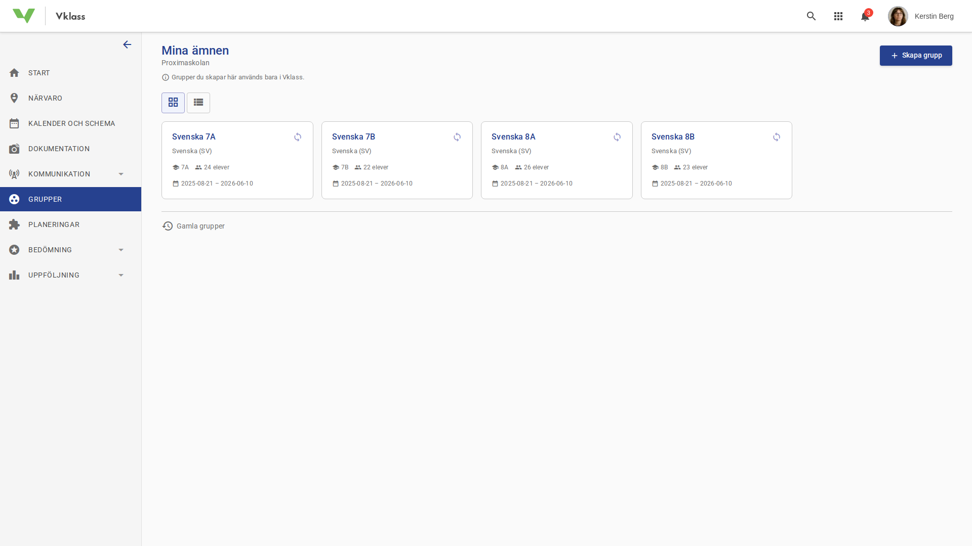 Skapa grupp - Mina ämnen screenshot